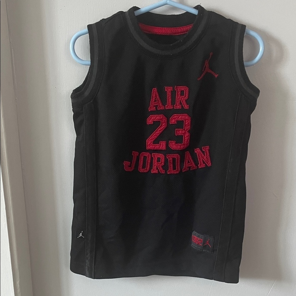 Jordan Kids Black Tank Top with Red Accents
